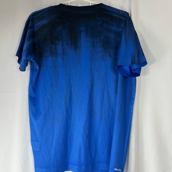 Adidas Climalite Men's Blue and Black Gradient Athletic Tee - made in Portugal - Picture 7 of 8